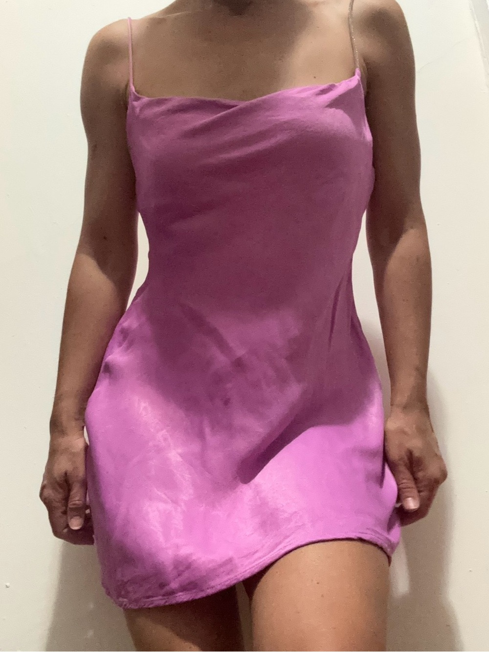 Zara Satin Slip Dress in Vibrant Purple